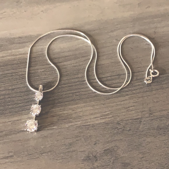 Epiphany diamonique three stone pendant with chain - Picture 1 of 6